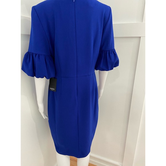 Marina Crepe Bubble Sleeve Blue Dress New in Plastic* Size 10 WD41 - Picture 7 of 14